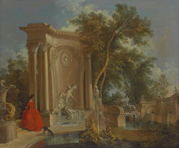 Jacques de Lajoue - Garden View with Fountains   | MasterArt